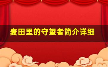 麦田里的守望者简介详细