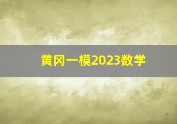 黄冈一模2023数学