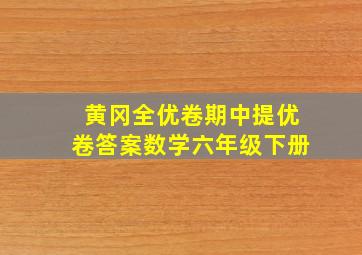 黄冈全优卷期中提优卷答案数学六年级下册