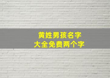 黄姓男孩名字大全免费两个字