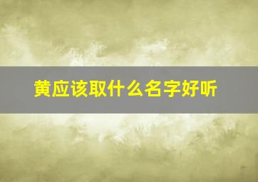 黄应该取什么名字好听