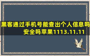 黑客通过手机号能查出个人信息吗安全吗苹果1113.11.11