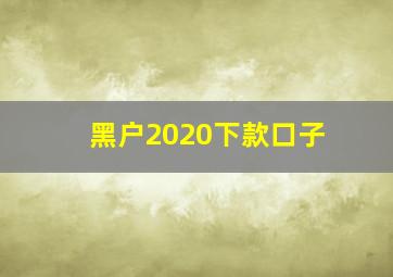 黑户2020下款口子