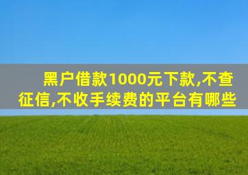 黑户借款1000元下款,不查征信,不收手续费的平台有哪些