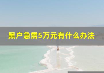 黑户急需5万元有什么办法