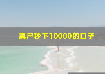 黑户秒下10000的口子