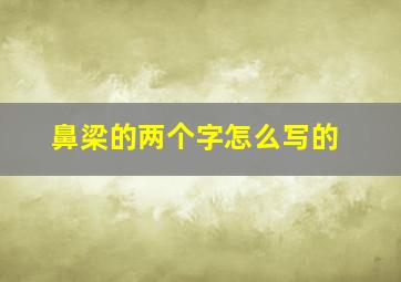 鼻梁的两个字怎么写的