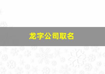 龙字公司取名