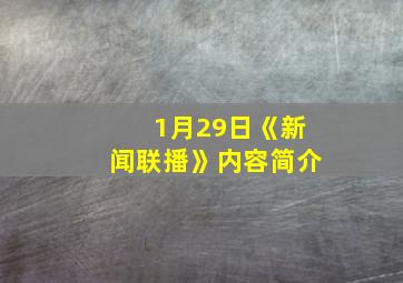 1月29日《新闻联播》内容简介