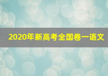 2020年新高考全国卷一语文