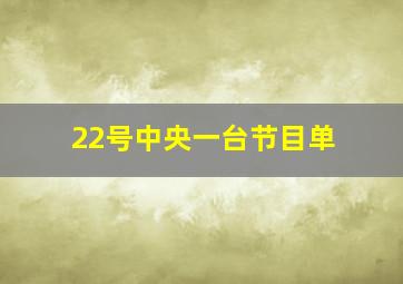 22号中央一台节目单