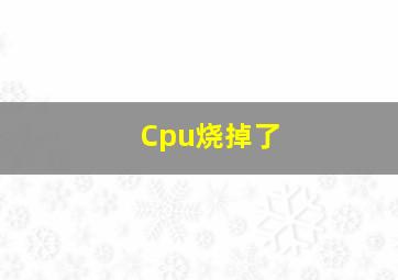 Cpu烧掉了