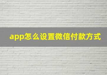 app怎么设置微信付款方式