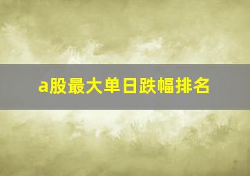 a股最大单日跌幅排名