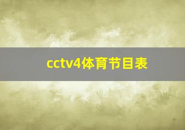 cctv4体育节目表