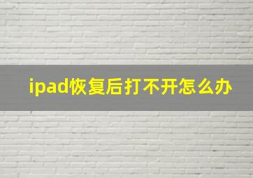 ipad恢复后打不开怎么办