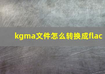 kgma文件怎么转换成flac