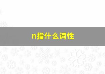 n指什么词性