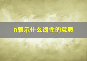 n表示什么词性的意思