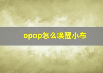 opop怎么唤醒小布