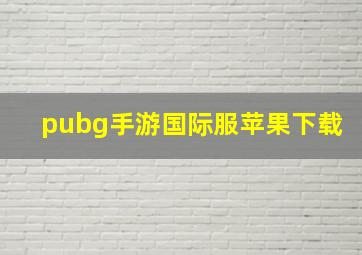 pubg手游国际服苹果下载