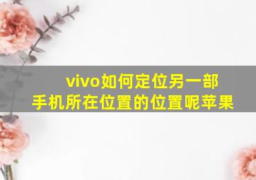 vivo如何定位另一部手机所在位置的位置呢苹果