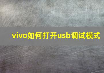 vivo如何打开usb调试模式