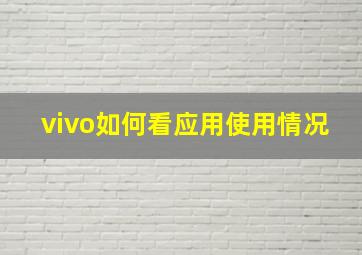 vivo如何看应用使用情况