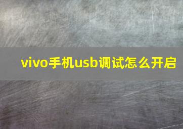 vivo手机usb调试怎么开启