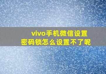 vivo手机微信设置密码锁怎么设置不了呢