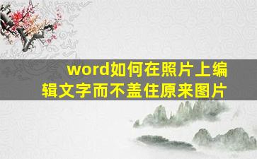 word如何在照片上编辑文字而不盖住原来图片