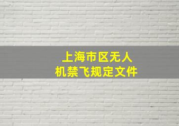 上海市区无人机禁飞规定文件