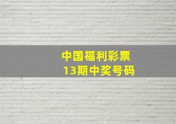 中国福利彩票13期中奖号码