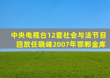 中央电视台12套社会与法节目回放任晓峰2007年邯郸金库