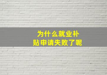 为什么就业补贴申请失败了呢