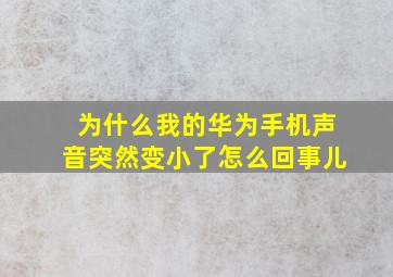 为什么我的华为手机声音突然变小了怎么回事儿