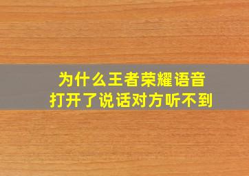 为什么王者荣耀语音打开了说话对方听不到