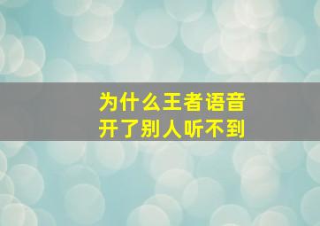 为什么王者语音开了别人听不到