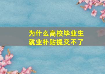 为什么高校毕业生就业补贴提交不了