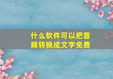 什么软件可以把音频转换成文字免费