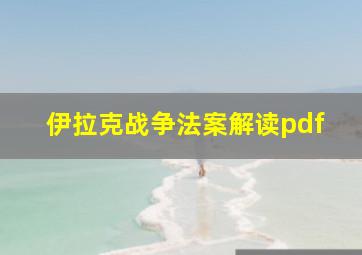 伊拉克战争法案解读pdf