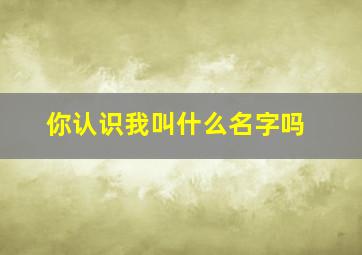 你认识我叫什么名字吗