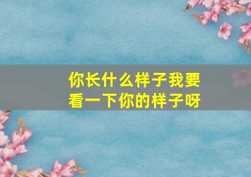 你长什么样子我要看一下你的样子呀