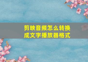 剪映音频怎么转换成文字播放器格式