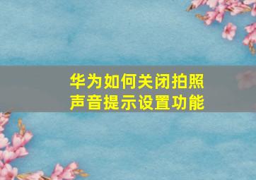 华为如何关闭拍照声音提示设置功能