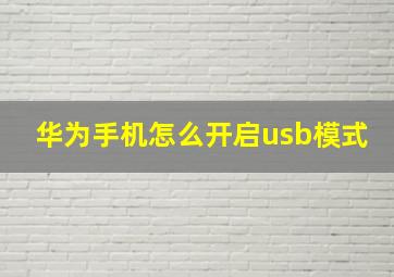 华为手机怎么开启usb模式