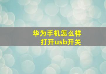 华为手机怎么样打开usb开关