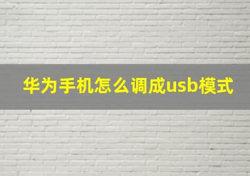 华为手机怎么调成usb模式