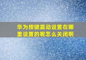 华为按键震动设置在哪里设置的呢怎么关闭啊