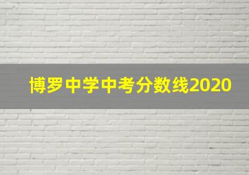 博罗中学中考分数线2020